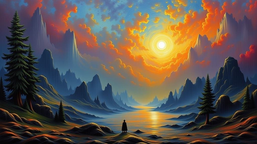 Rainy Day Landscape in Impasto Style