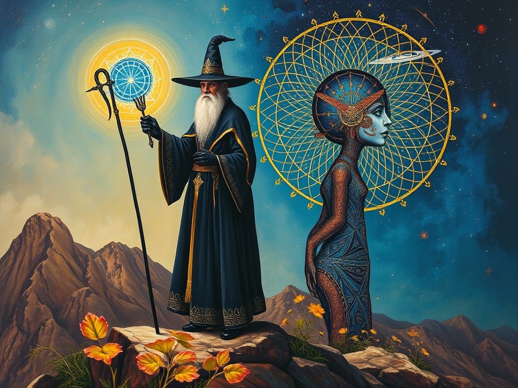 Enigmatic Alchemist or Sage in Golden Robes