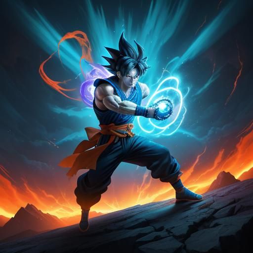 Ultra Instinct Goku in Epic Fantasy Art