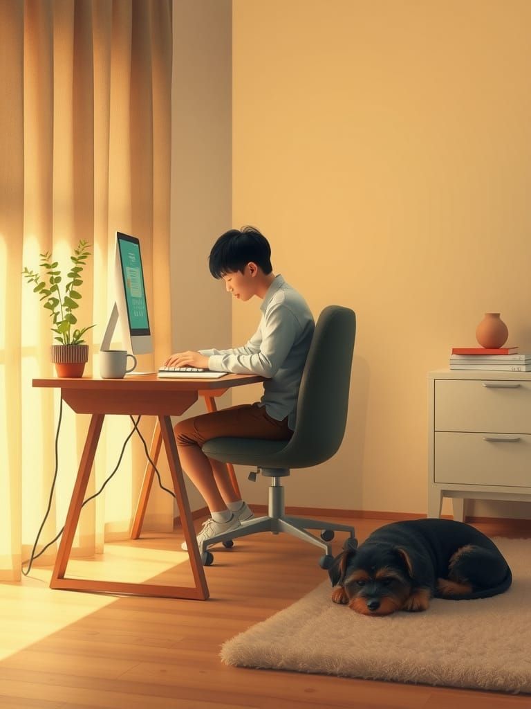 Cozy Study Scene in Earthy Tones