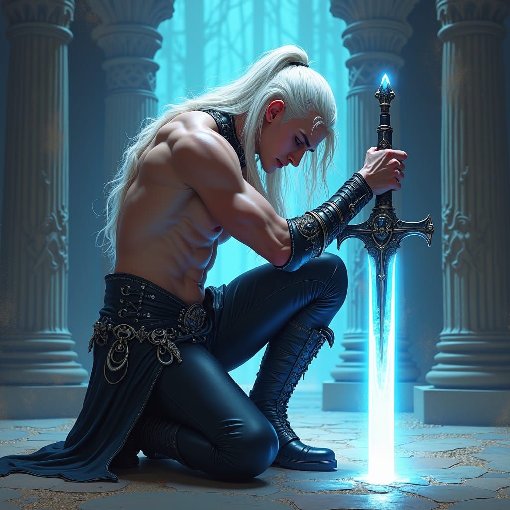 Dark Fantasy Warrio in Gothic Temple