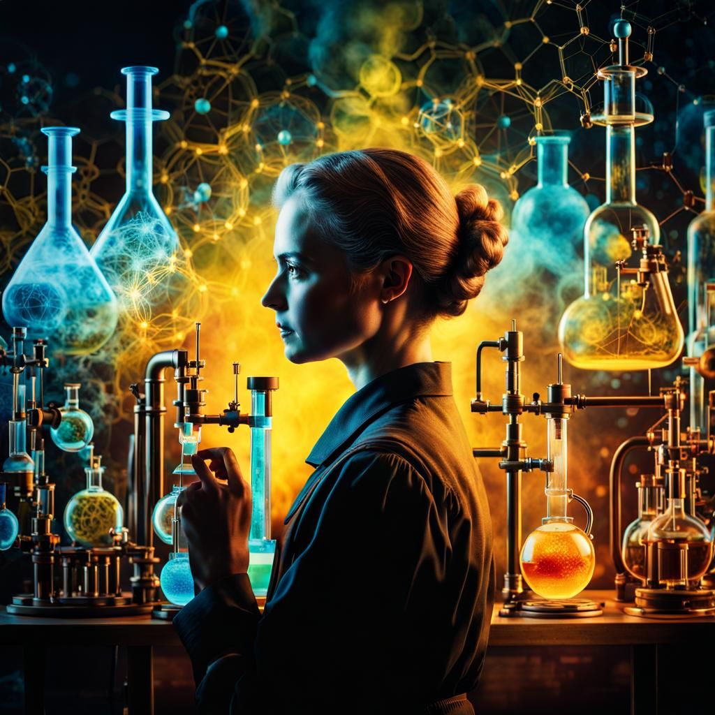 Young Marie Curie in a Chemistry Lab