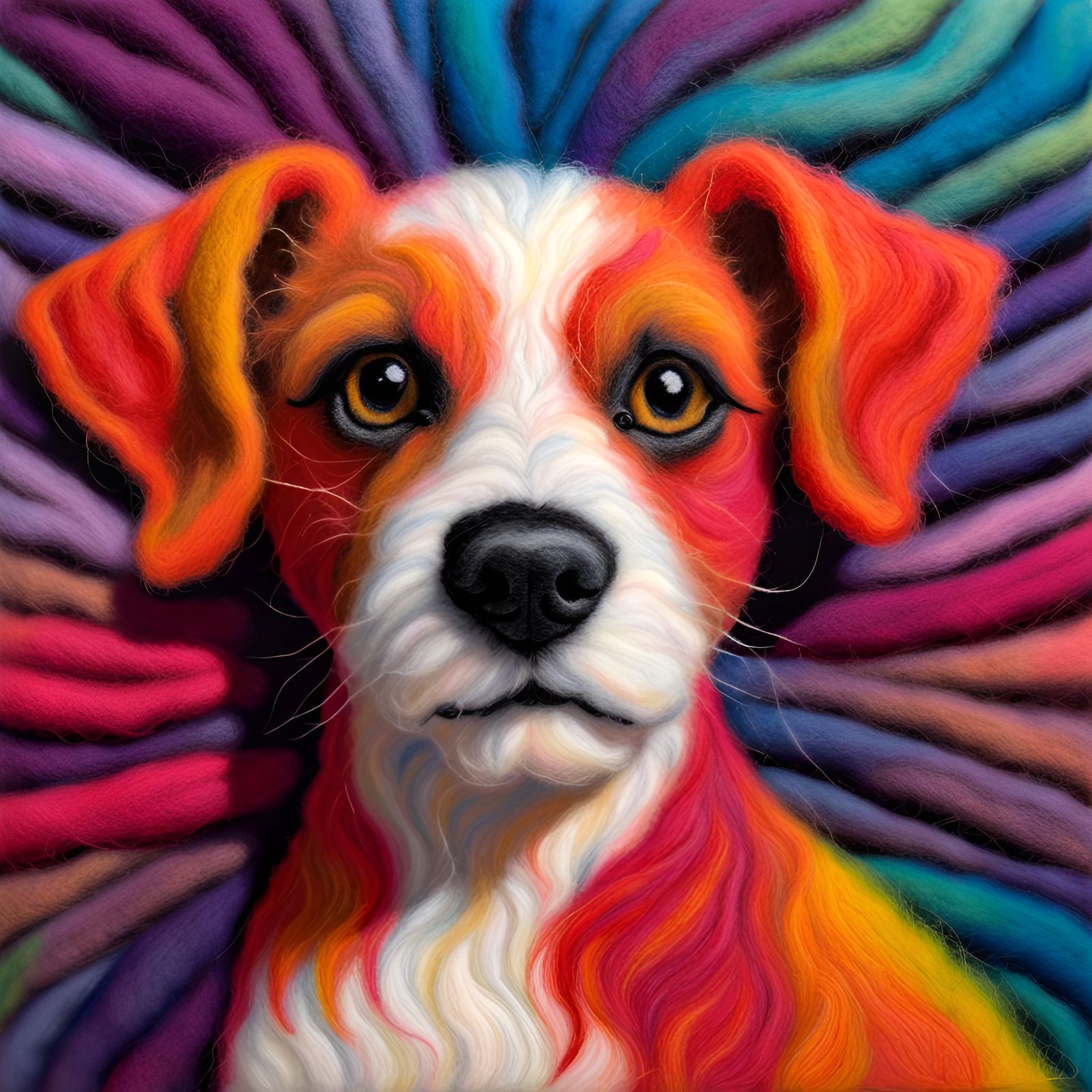 Felted Dog Portrait in Vibrant Colors