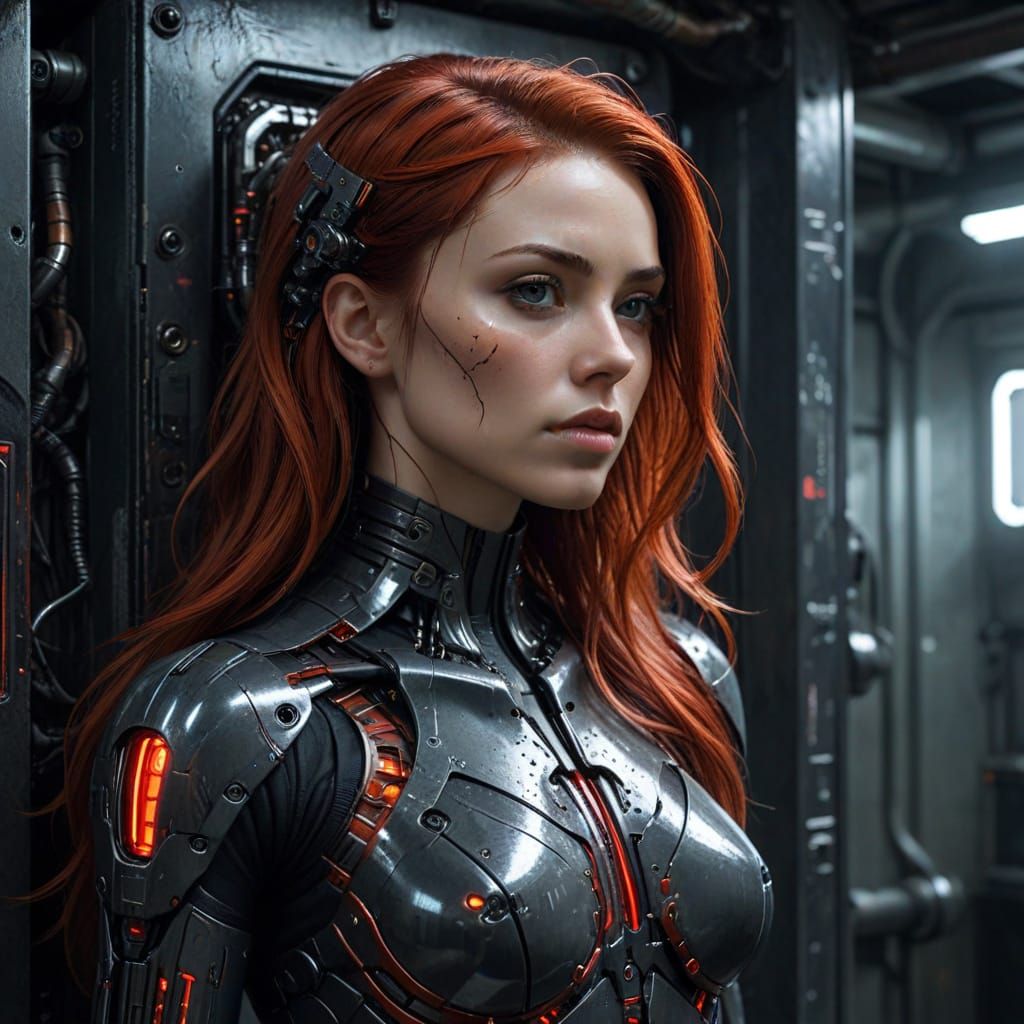 Cyberpunk Woman with Bio-Mechanical Enhancements