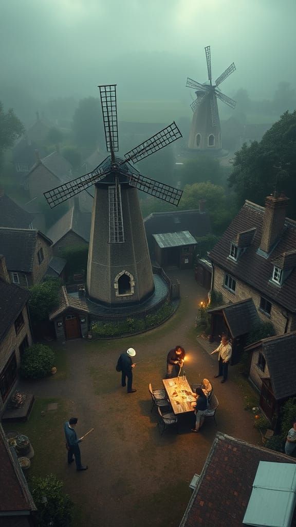 Trumpton Village Cricket Match: Cinematic Aerial View