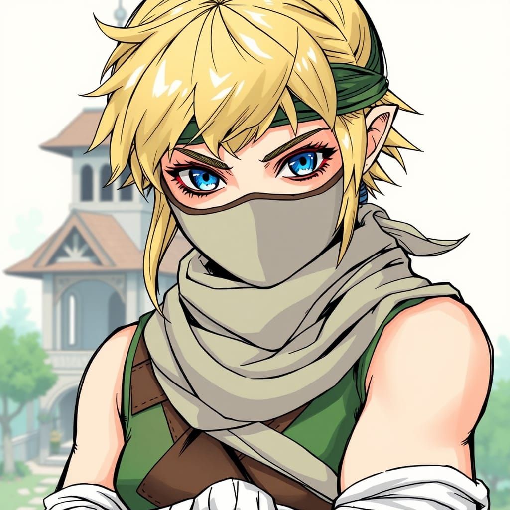 Female Ninja in Hyrule Landscape, Inspired by Zelda Manga