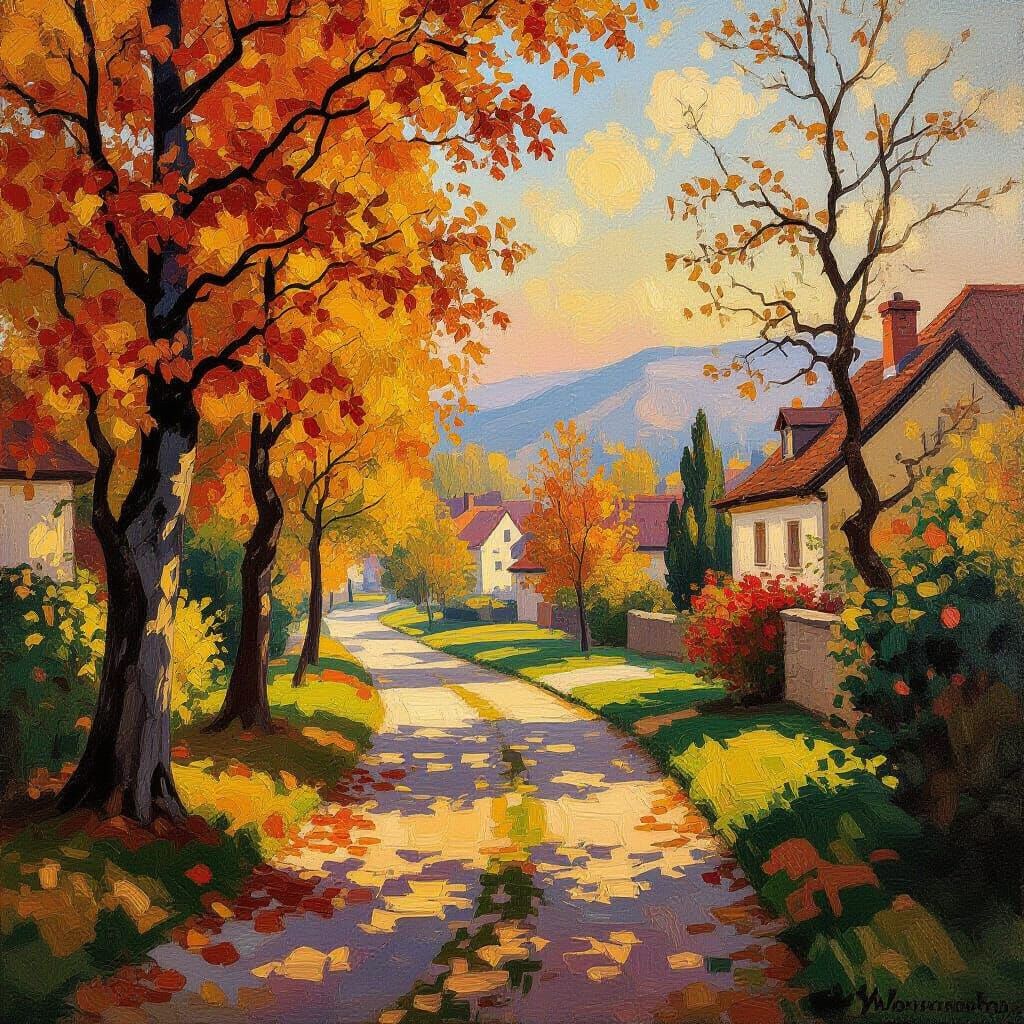 Vibrant Autumn Landscape with Golden Light
