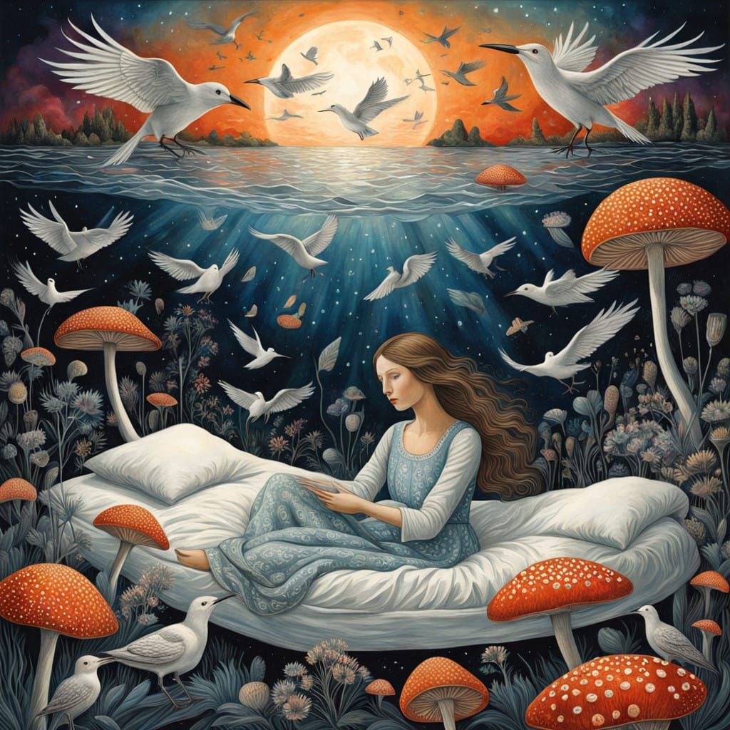 Woman in Cosmic Aura, Surrounded by Vibrant Energy and Natur...