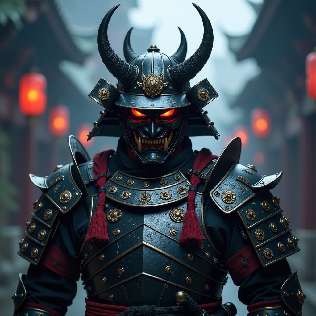 European Plate Armor Fused with Japanese Oni Design