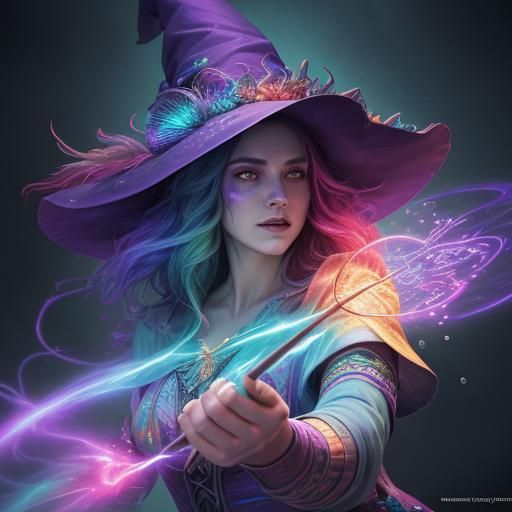 Spectacular Rainbow Sorceress in Hyperealistic Splash Art
