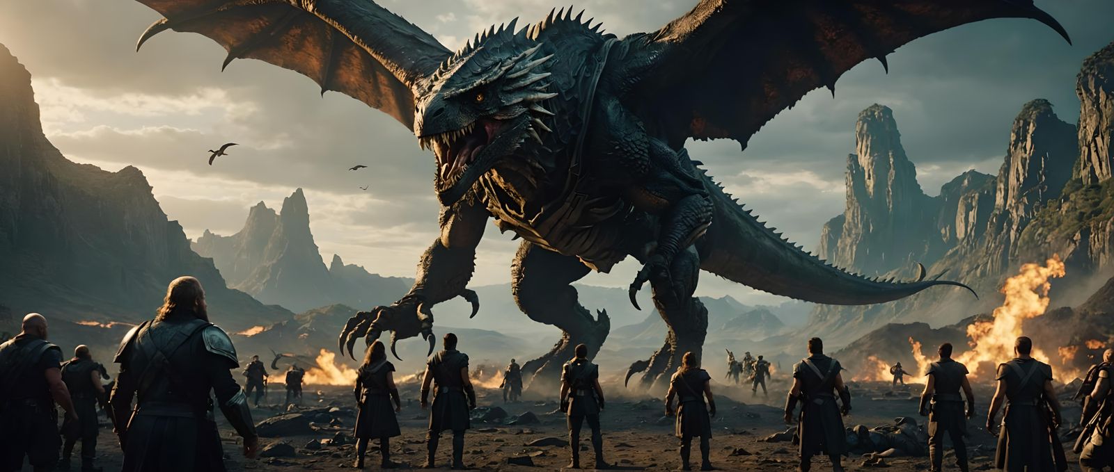 Surreal Cinematic Battle of Fallen Gods in Epic 35mm Style