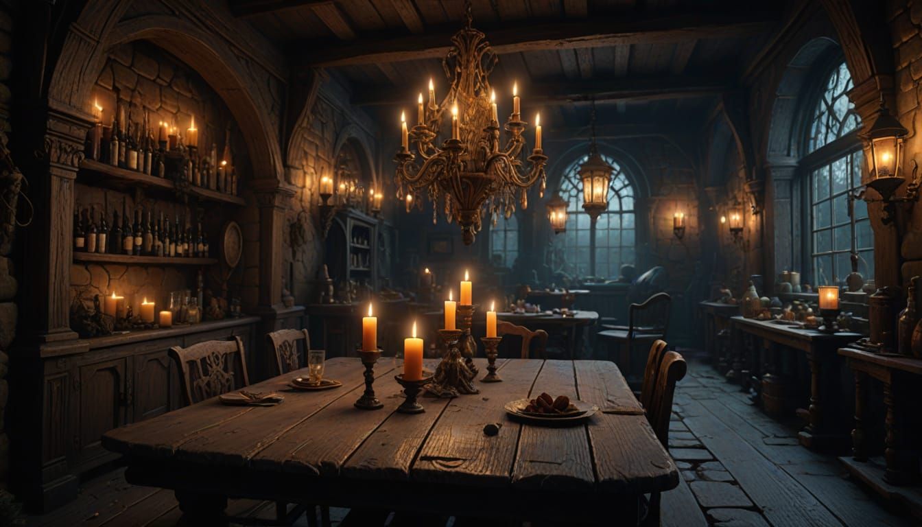 Mysterious Tavern Scene in Moody Chiaroscuro