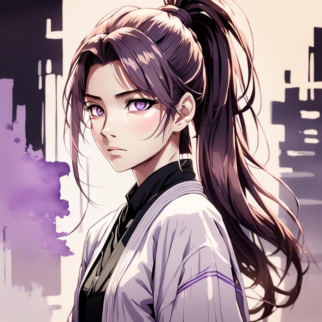 Elegant Shinobi Maiden in Pastel Hues