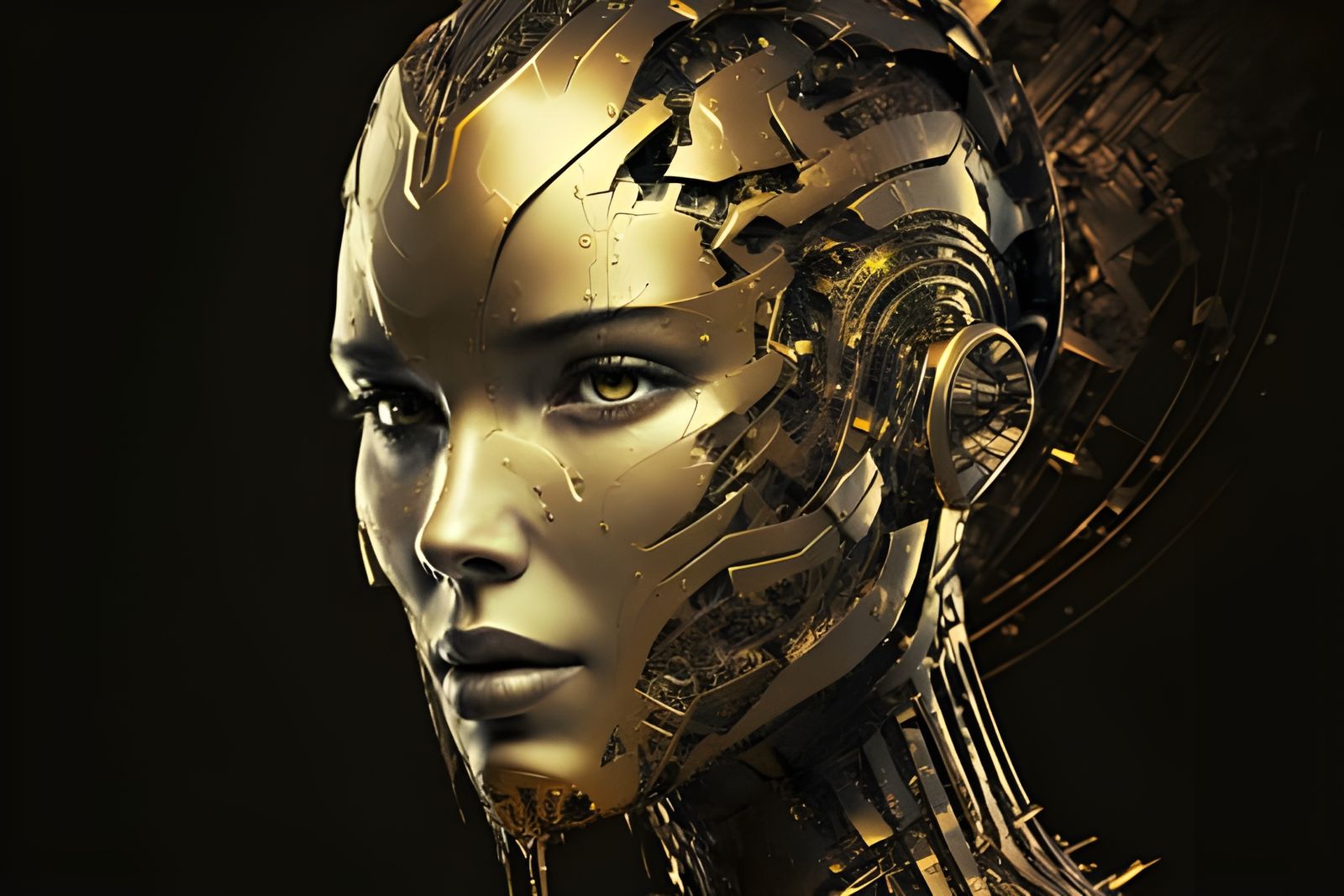 Golden Robot in Minimalist Art