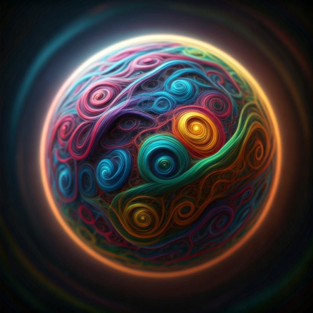 Unraveling colorful felted wool art of a colorful fairy surrounded by Eldritch filigree and entangled in delicate black ...