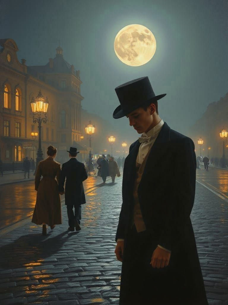 Elegant Gentleman Under Saint Petersburg's White Night Sky