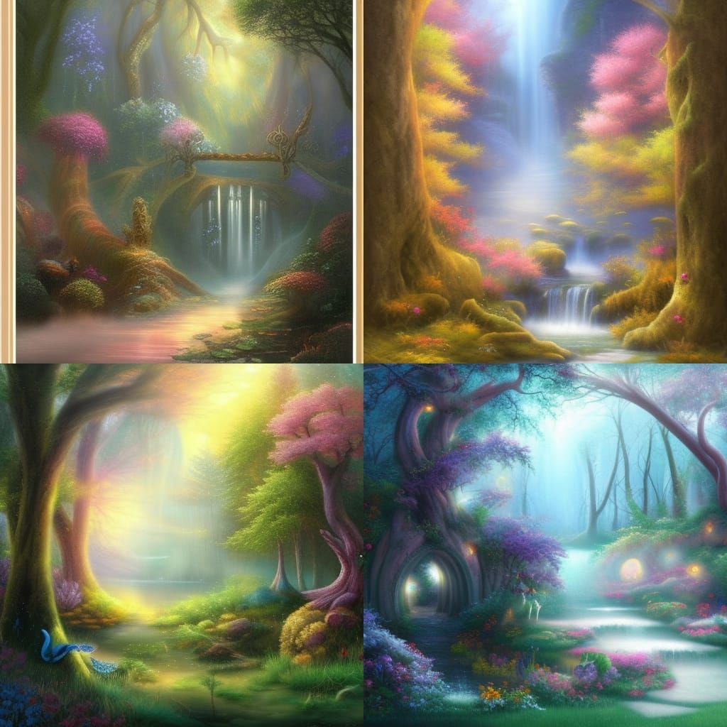 Fantasy Forest in Whimsical Impressionist Style