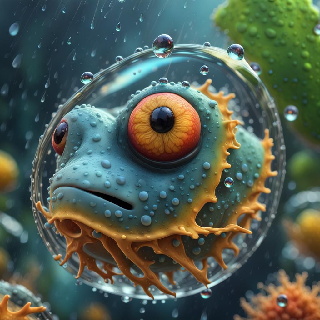 Dramatic Scandinavian Raindrop Scene with Hyperrealistic 3D...