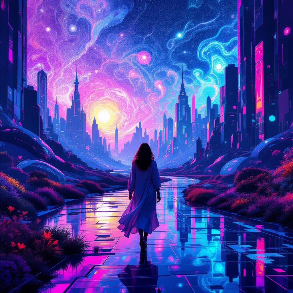 Psychedelic Wanderer in a Kaleidoscopic Dimension