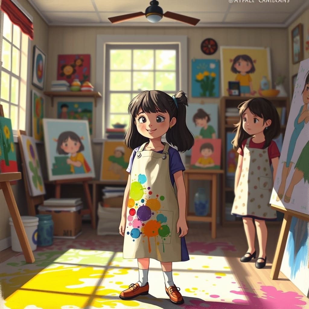 Alice the Young Artist in Class, Dreamlike Art Style