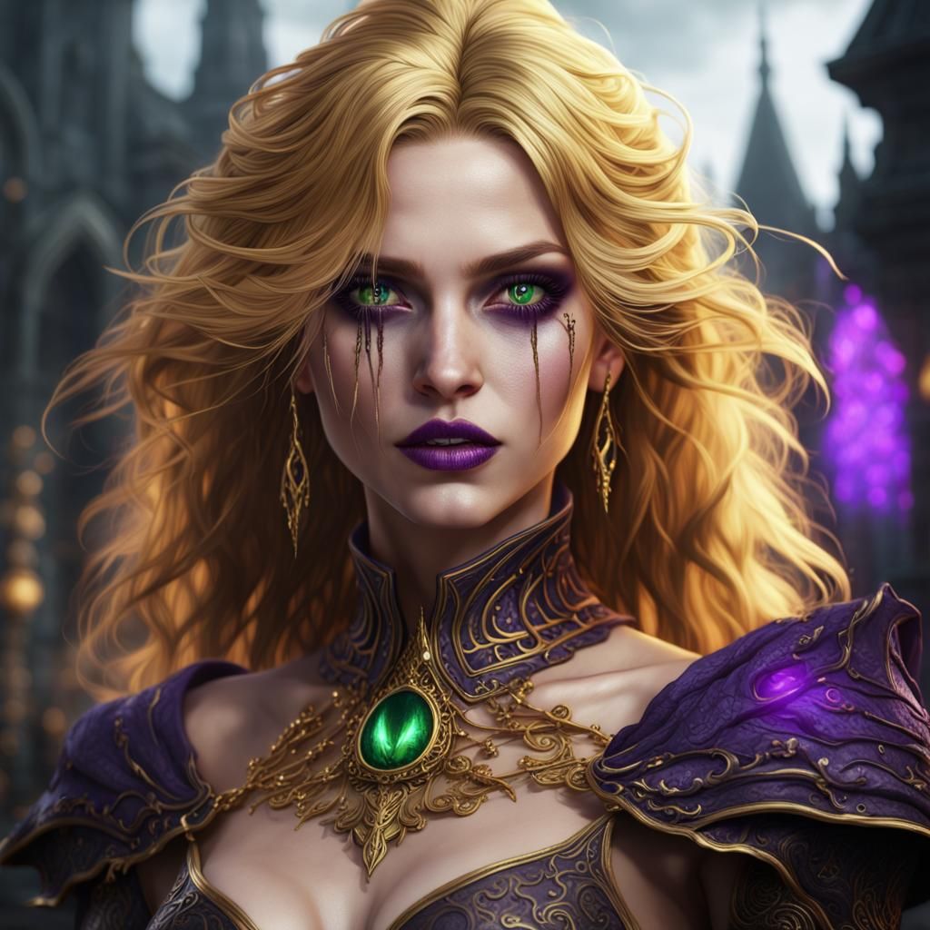 Ethereal Dark Magic Sorceress in Vibrant Colors