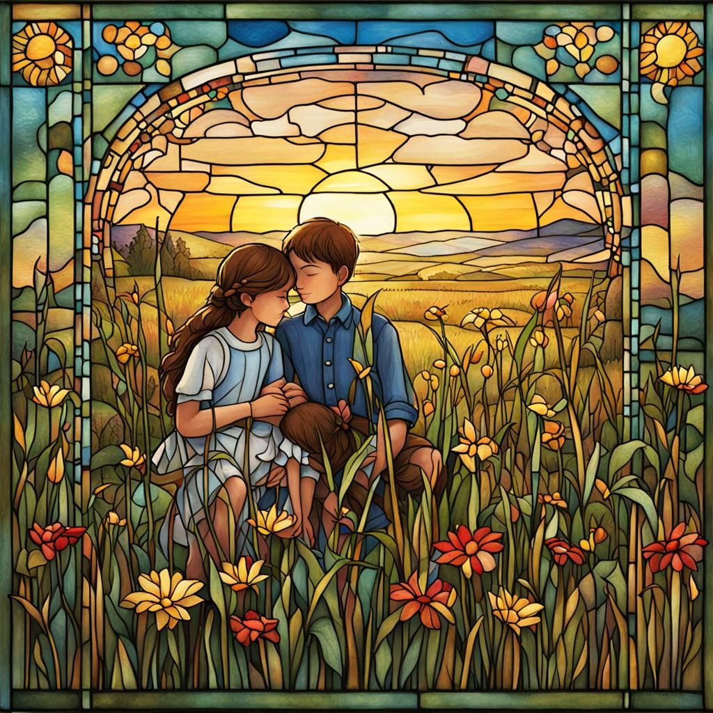 Stained Glass Window Depiction of First Love