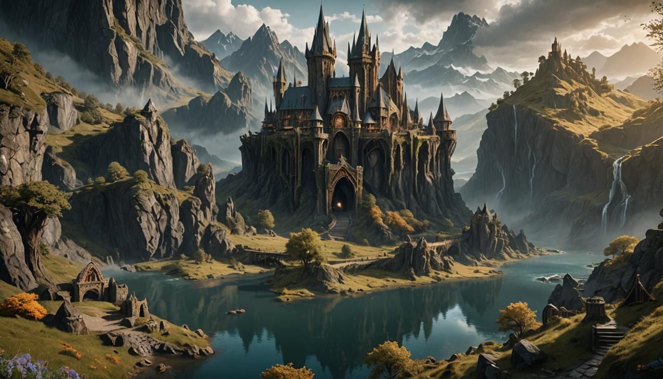 Epic Lord of the Rings Fantasy Landscape in Intricate Detail