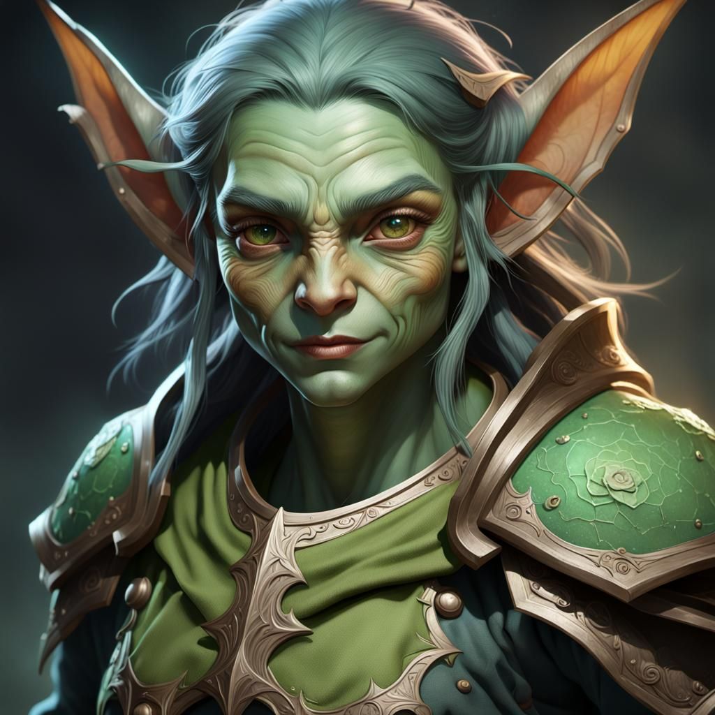 Elven Goblin Portrait in Triadic Colors