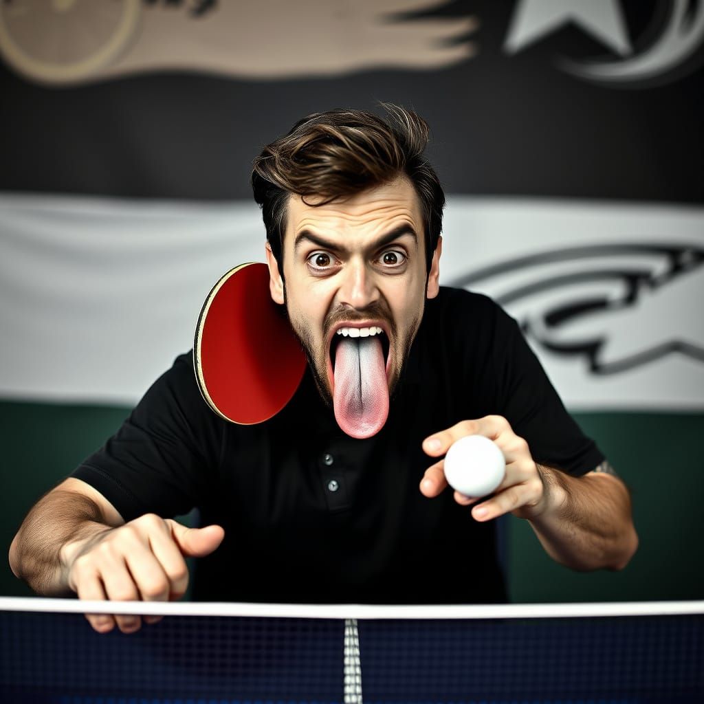 Man Plays Ping Pong with Unconventional Paddles