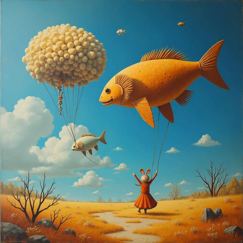 Surreal Oil Painting of Courage in Vibrant Color
