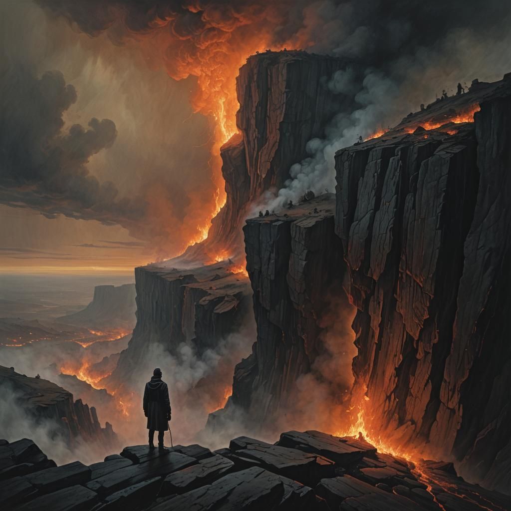 Epic Landscape with Fiery Abyss
