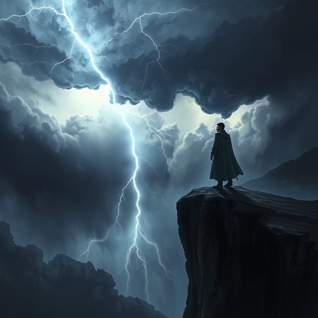 Stormy Cliff: A Digital Painting of Inner Conflict