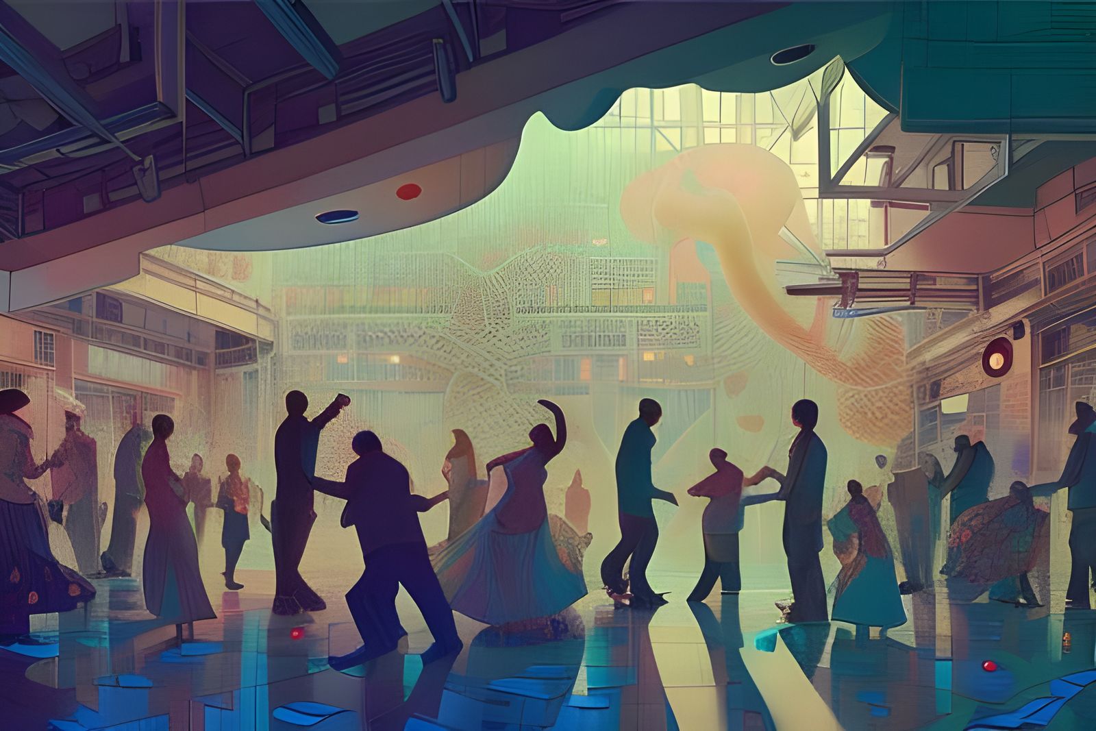 Doctors and Nurses Dancing: Hyperdetailed Hospital Scene