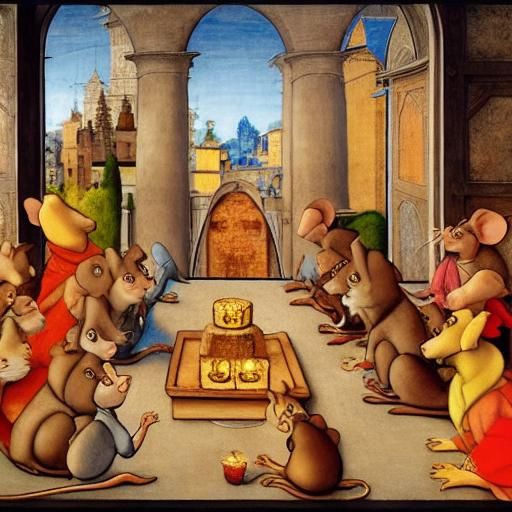 Mice Celebrate Hanukkah in Vibrant Watercolor Style