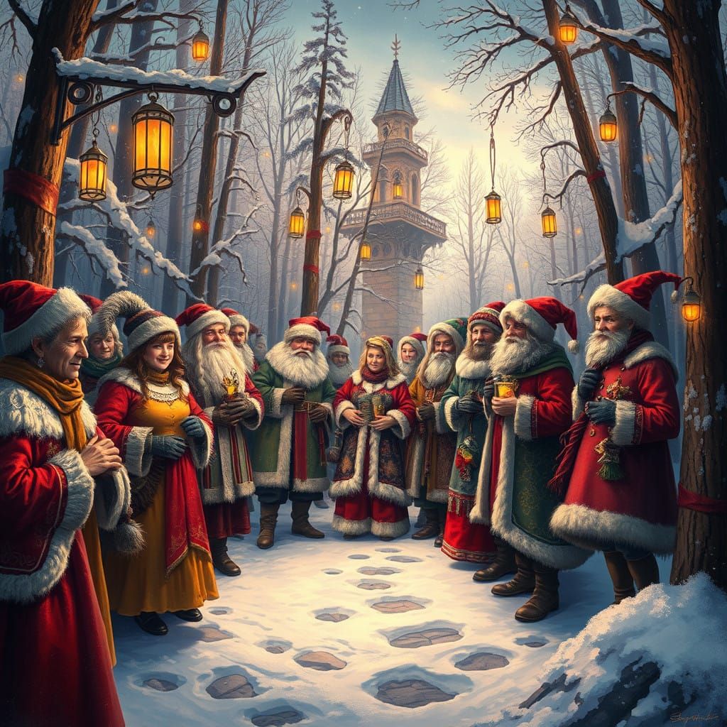 Winter Wonderland Fantasy Gathering in Vibrant Colors