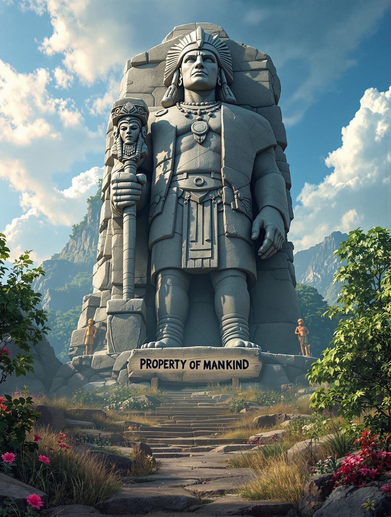 Caribbean Taino Indian Leader Agueybana Statue in Majestic F...