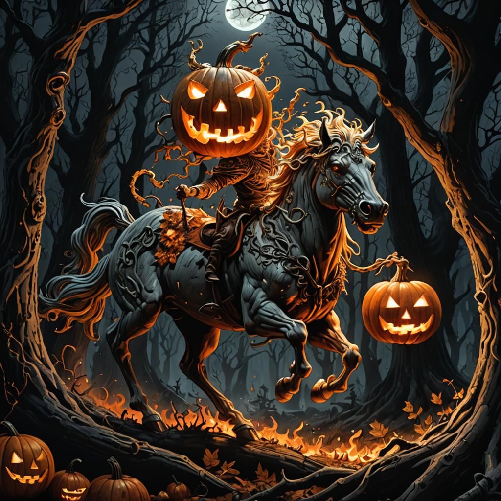 Crazed Centaur Gallops Through Dark Woods Amidst Bio-Lumines...