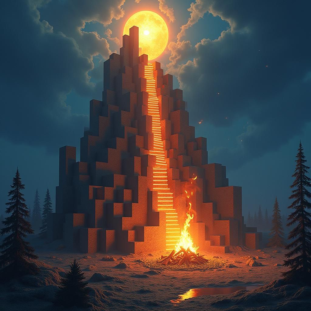 Cosmic Staircase Rises from a Golden Campfire