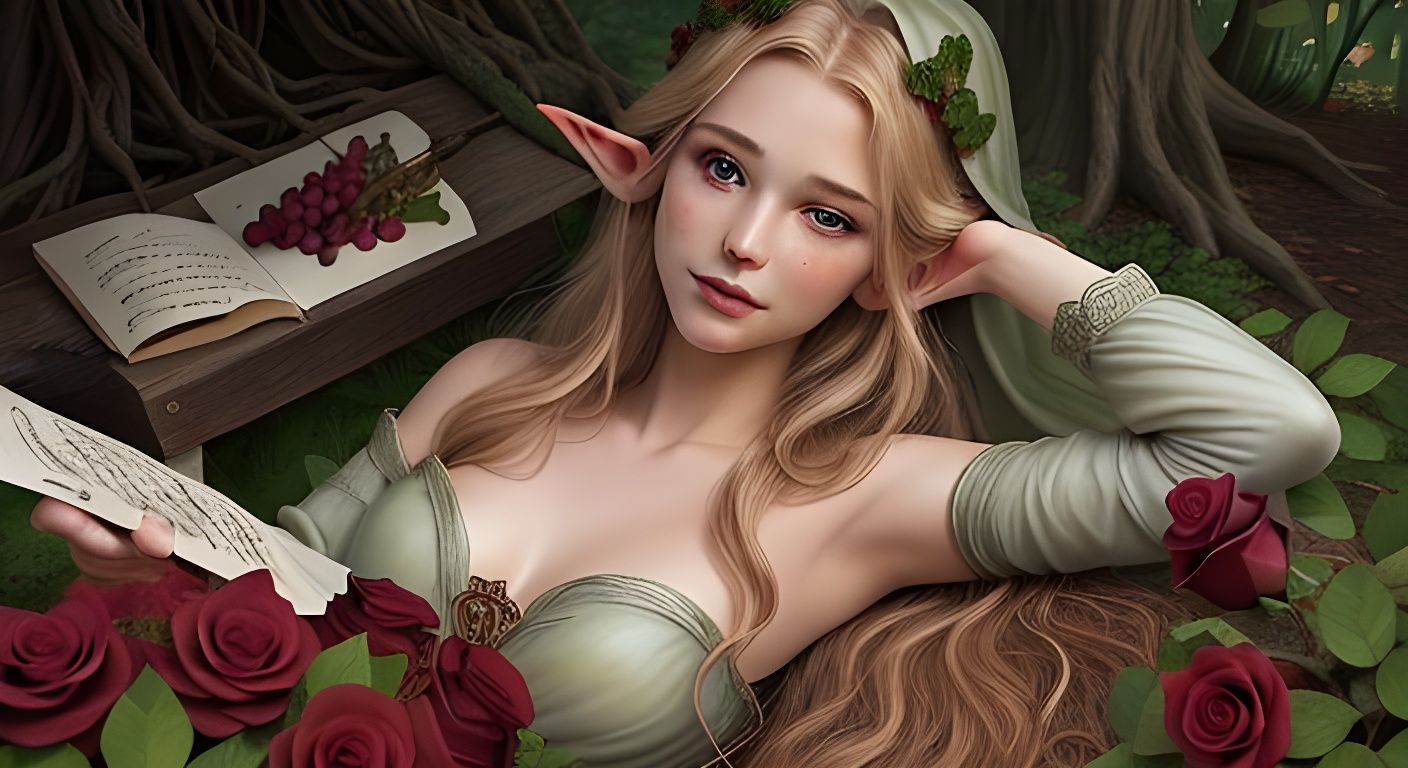 Medieval Elven Forest Sketch in Red and Brown Hues