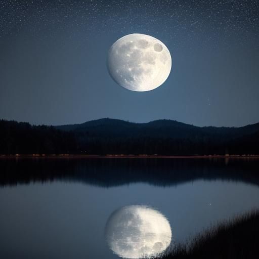 Calm Lunar Serenity in a Starry Night Sky Landscape