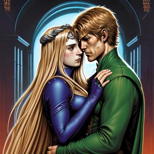 Dante and Beatrice in Tender Comic Book Art