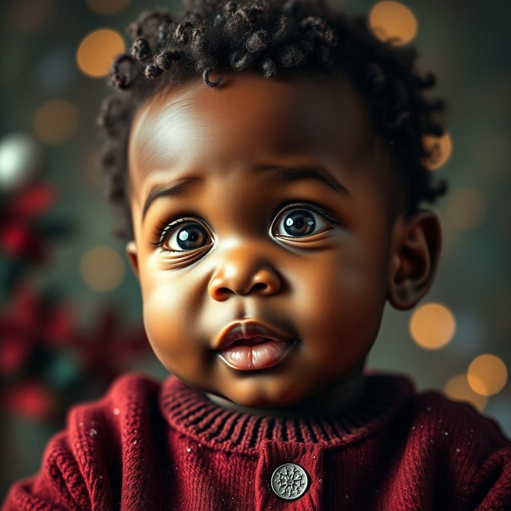 Sweet Round Face Hyperrealistic Christmas Boy