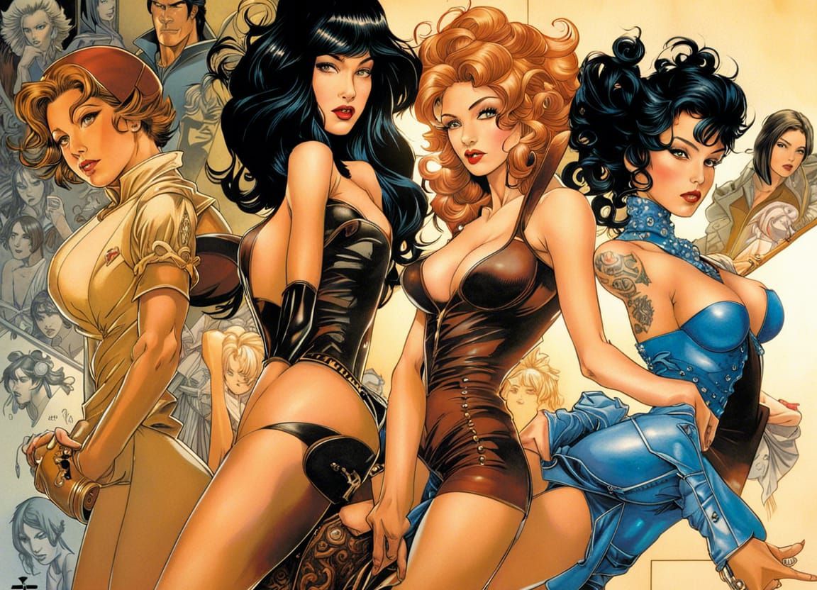 Elegant Pin-Ups in Comic Fantasy Art Style