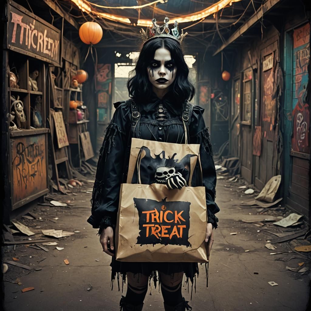 Dark Fantasy Princess in a Haunting Carnival Scene