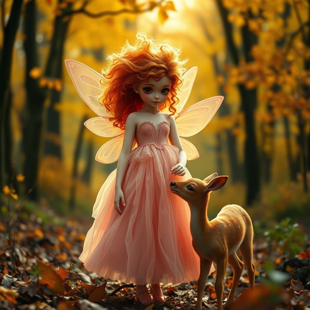 Whimsical Fairy in Enchanted Autumn Forest
