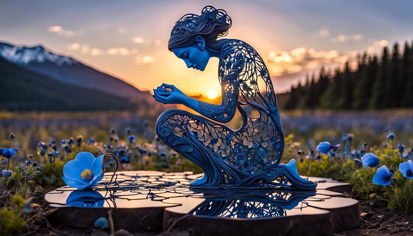 Surreal Collage in Bio Art Style Features Woman and Glowing ...