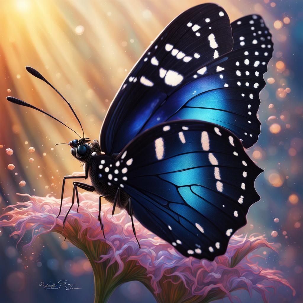 Dramatic Starlight Butterfly in Hyperrealistic Colors