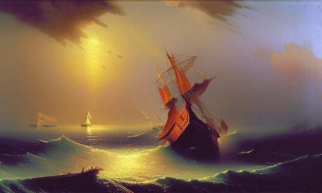 Oceanic Tragedy in Oil Painting Style