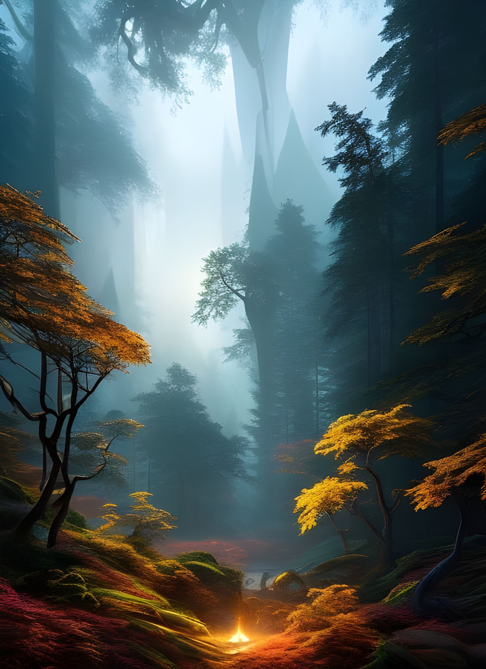 Mystical Forest Portal with Magical Trees