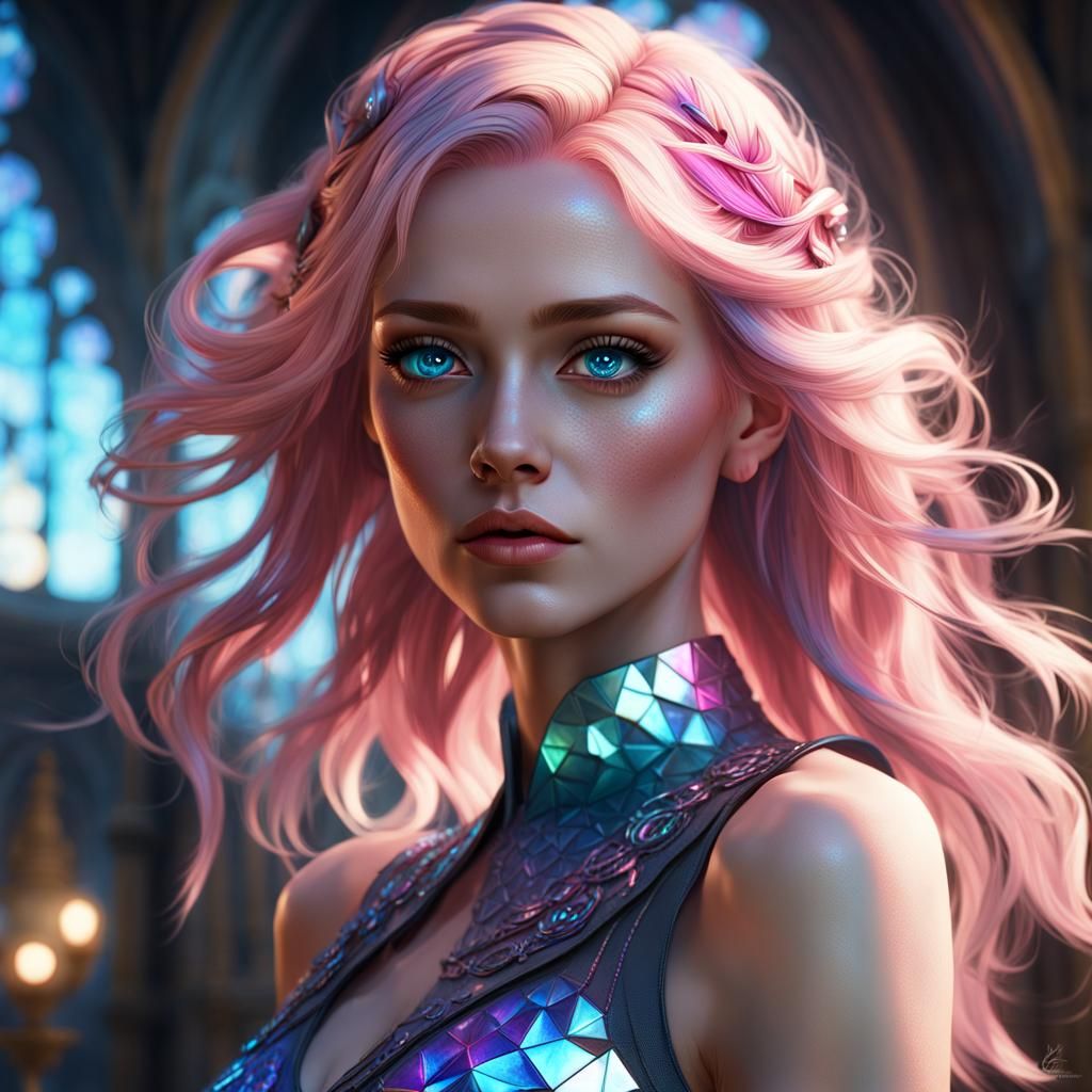 Vibrant, Dark Fantasy Teen in Iridescent Masterpiece
